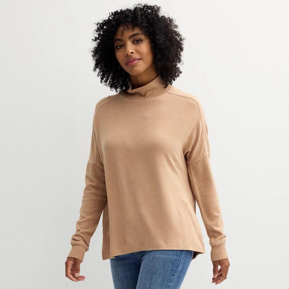 Sonoma Goods For Life Sweater Size XL Beige Cozy Mock Neck Pullover Women's NWT